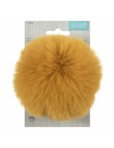 Pompon imitation fourrure 11 cm - Moutarde 2