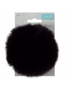Pompon imitation fourrure 11 cm - Aubergine 2