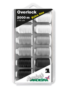 Boite de 12 cônes pour surjeteuse Aerolock n° 180 Madeira - Noir et blanc