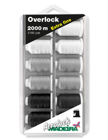 Boite de 12 cônes pour surjeteuse Aerolock n° 180 Madeira - Noir et blanc