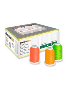 Boite de 12 cônes pour surjeteuse Overlockbox Madeira - Néon box