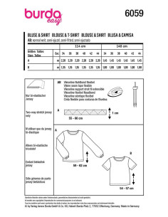 Patron de T-shirt et blouse - Burda 6059 2