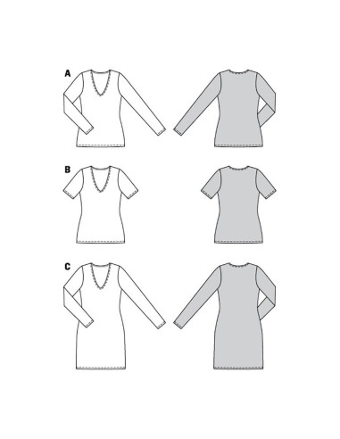 Patron de T-shirt et robe - Burda 6075