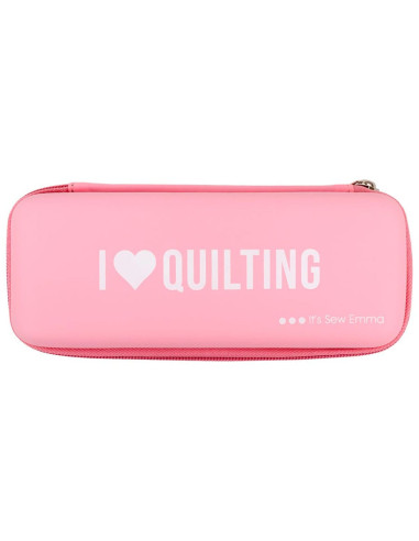 Trousse de rangement pour cutter rotatif rose - I love quilting