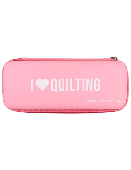 Trousse de rangement pour cutter rotatif rose - I love quilting