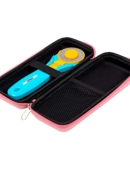 Trousse de rangement pour cutter rotatif rose - I love quilting
