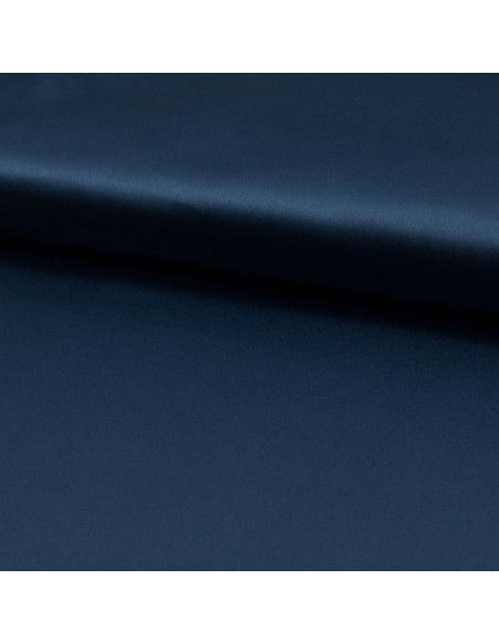 Tissu satin extensible - Bleu denim