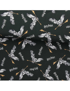Tissu jersey Harry Potter - Chouette et balai