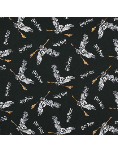 Tissu jersey Harry Potter - Chouette et balai
