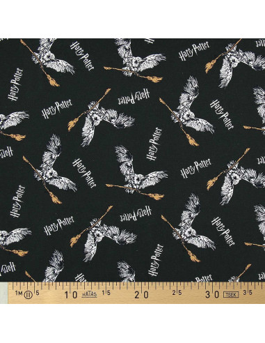 Tissu jersey Harry Potter - Chouette et balai