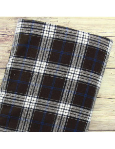 Tissus flanelle tartan écossais - Marron, bleu et blanc
