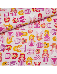 Tissu coton premium - Princesses roses