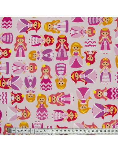 Tissu coton premium - Princesses roses