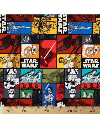 Tissu jersey Star wars - Personnages colorés
