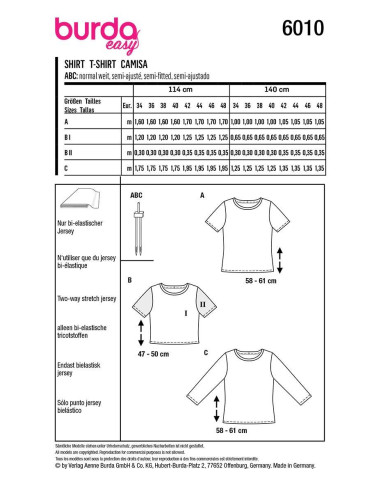 Patron de T-shirt - Burda 6010