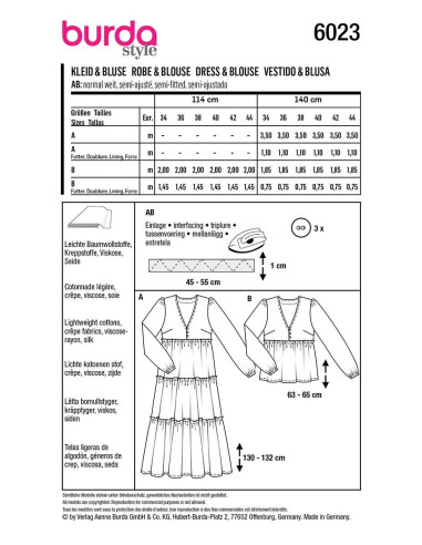 Patron de robe et blouse - Burda 6023
