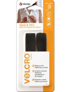 VELCRO® Brand Sleek & Thin adhésif pour textile 19mm x 60cm Noir
