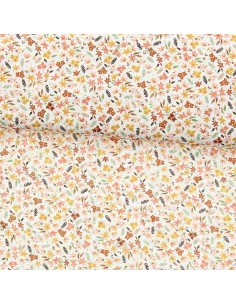Tissu voile de coton fleuri - Violette corail
