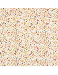 Tissu voile de coton fleuri - Violette corail 2