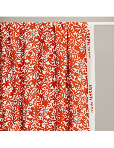 Tissu crêpe de viscose Flowery - Orange