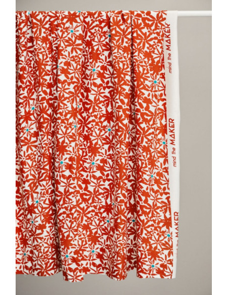 Tissu crêpe de viscose Flowery - Orange