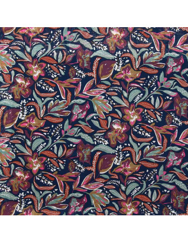 Tissu viscose fantaisie - Suniva nuit et fauve