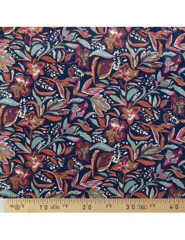 Tissu viscose fantaisie - Suniva nuit et fauve