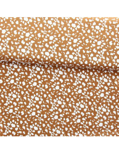 Tissu viscose fantaisie - Rello ocre et blanc