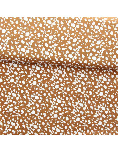 Tissu viscose fantaisie - Rello ocre et blanc
