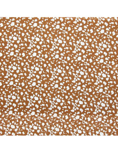 Tissu viscose fantaisie - Rello ocre et blanc