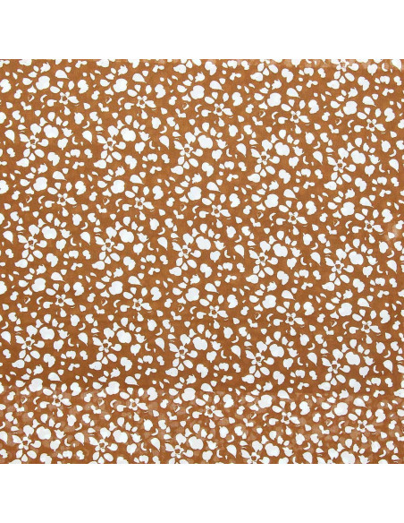 Tissu viscose fantaisie - Rello ocre et blanc