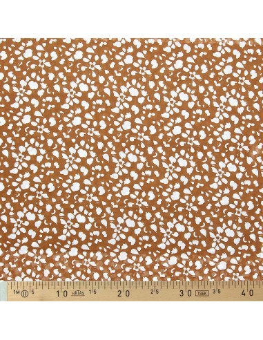 Tissu viscose fantaisie - Rello ocre et blanc