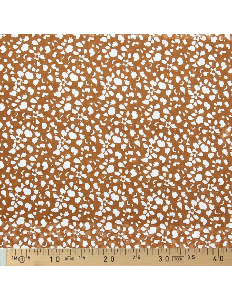 Tissu viscose fantaisie - Rello ocre et blanc