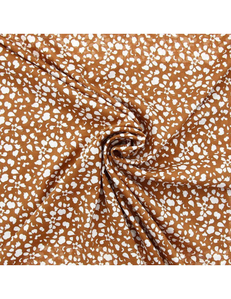 Tissu viscose fantaisie - Rello ocre et blanc