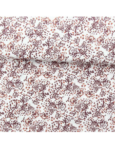 Tissu viscose fantaisie - Pistrello blanc cassé et prune