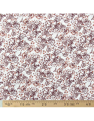 Tissu viscose fantaisie - Pistrello blanc cassé et prune