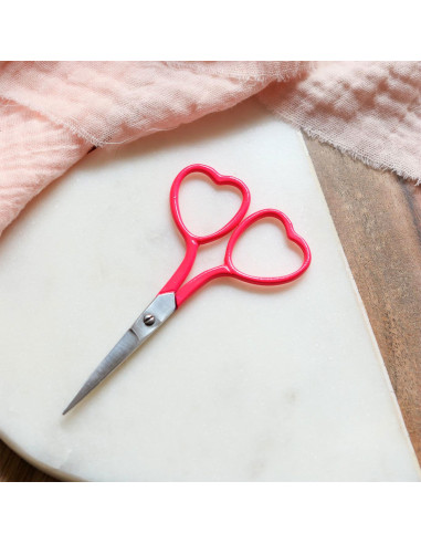 Ciseaux à broder coeur 9 cm - Lise Tailor - Rose fluo