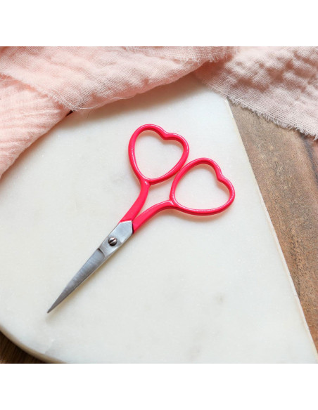 Ciseaux à broder coeur 9 cm - Lise Tailor - Rose fluo