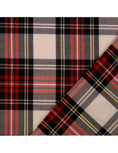 Tissus tartan écossais - Rouge et écru