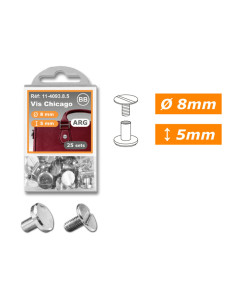25 sets de vis chicago 8 mm x 5 mm - Argent 2