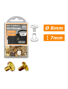 25 sets de vis chicago 8 mm x 7 mm - Or 2