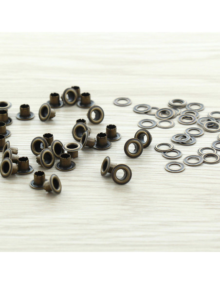 Sachet de 100 oeillets avec rondelles 4 mm - Laiton antique