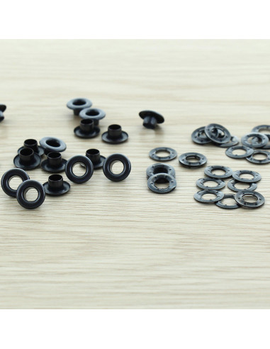 Sachet de 100 oeillets 5 mm avec rondelles - Noir