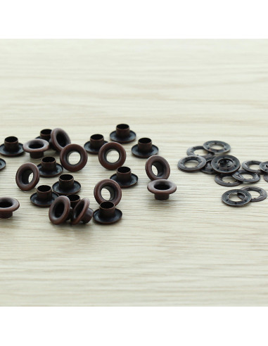 Sachet de 100 oeillets 5 mm avec rondelles - Cuivre
