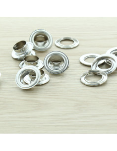 Sachet de 100 oeillets avec rondelles 14 mm - Argent