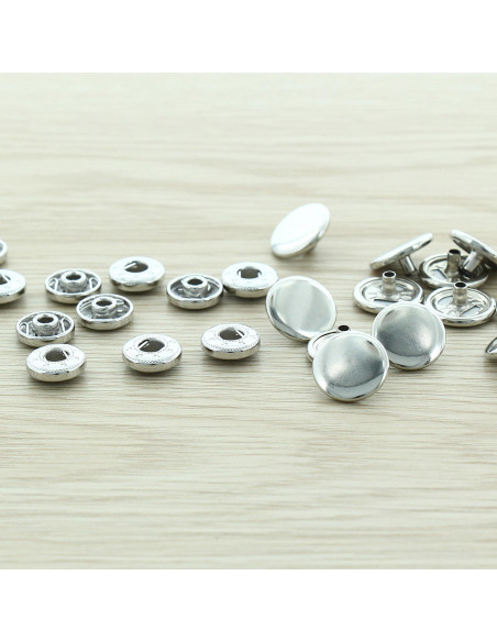 Sachet de 100 boutons-pression anorak - 15 mm argent