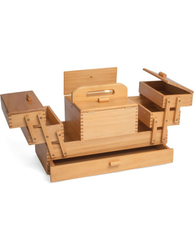 Travailleuse en bois couture avec tiroir Caramel