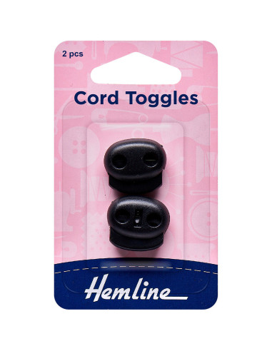 Set de 2 arrêts cordons plastique avec 2 trous - Noir