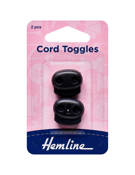 Set de 2 arrêts cordons plastique avec 2 trous - Noir