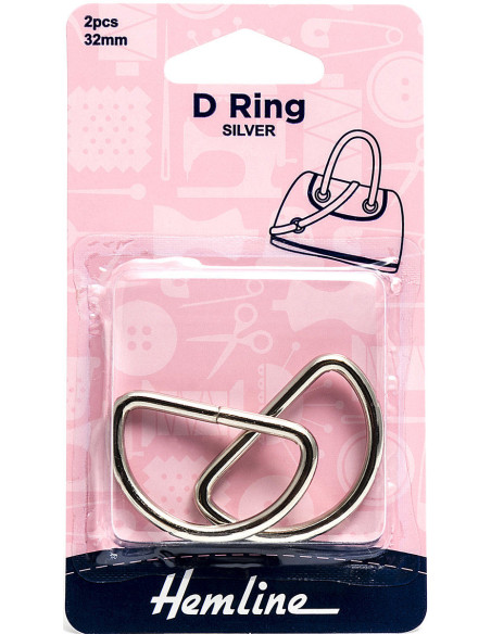 Set de 2 anneaux en D - Argent 32 mm